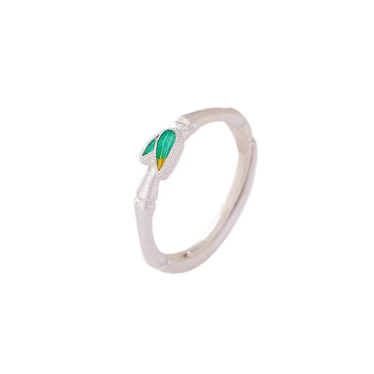 Lucky Bamboo Silver Ring - Prosperity Longevity