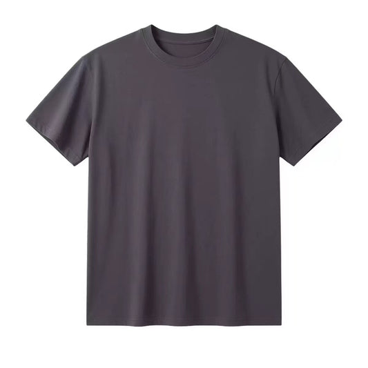 Plain Dark Gray Basic Crew Neck Tee