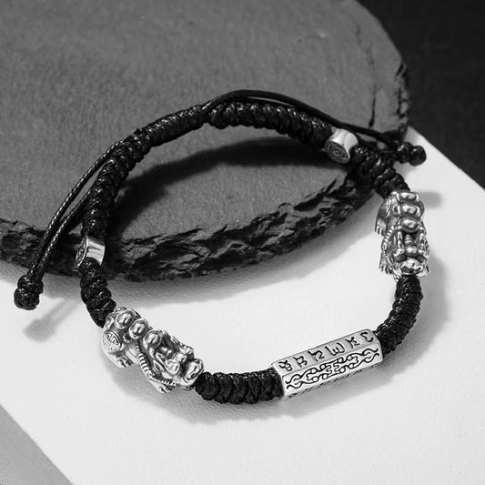 Double Pixiu Handmade Rope Bracelet - Attract Luck
