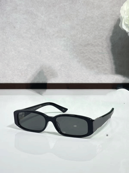 Retro Slim Rectangle Black Fashion Sunglasses