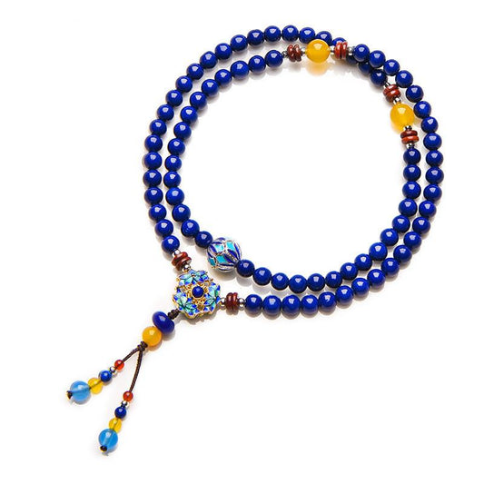 Feng Shui Cloisonne Blue Crystal Beads Wealth Bracelet