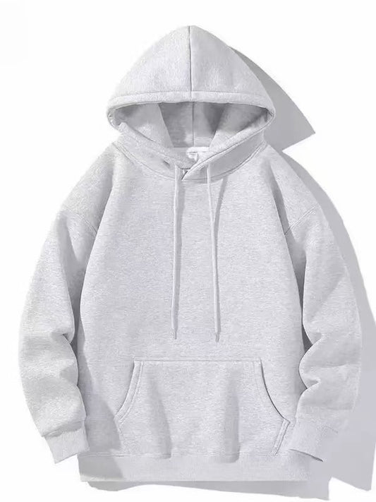 Plain Heather Gray Pullover Hoodie Casual Sweatshirt