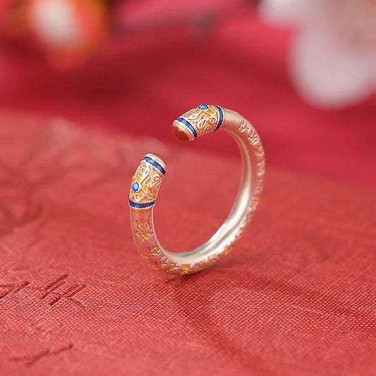 Heart Sutra Silver Ring - Wisdom and Enlightenment
