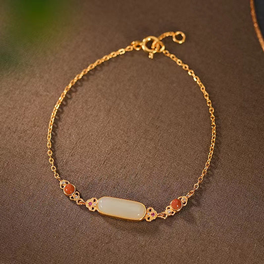 Hetian Jade Chain Bracelet - Good Fortune and Prosperity