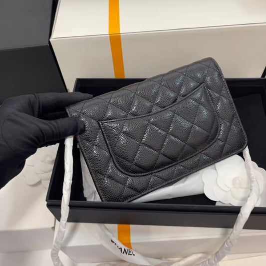 Black leather bag for women