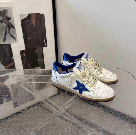 Blue Star Distressed Sneakers Unisex Vintage Dirty Shoes