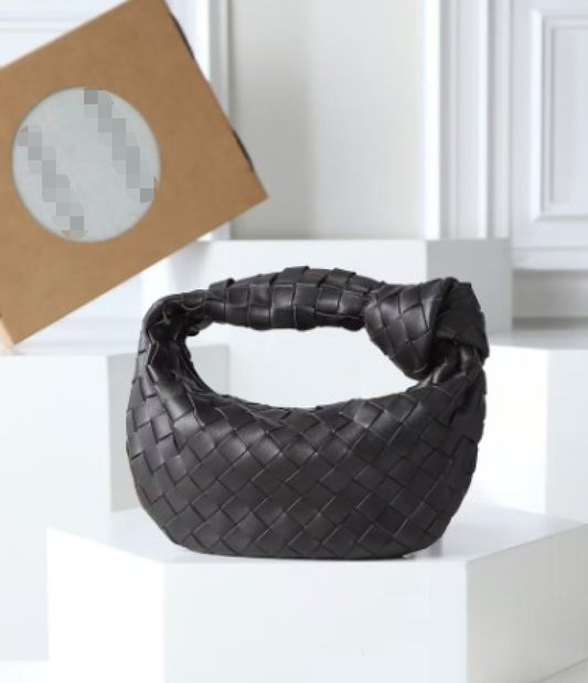 Mini woven knotted bag, black