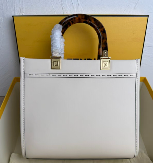 Sunshine Medium White Tote Bag