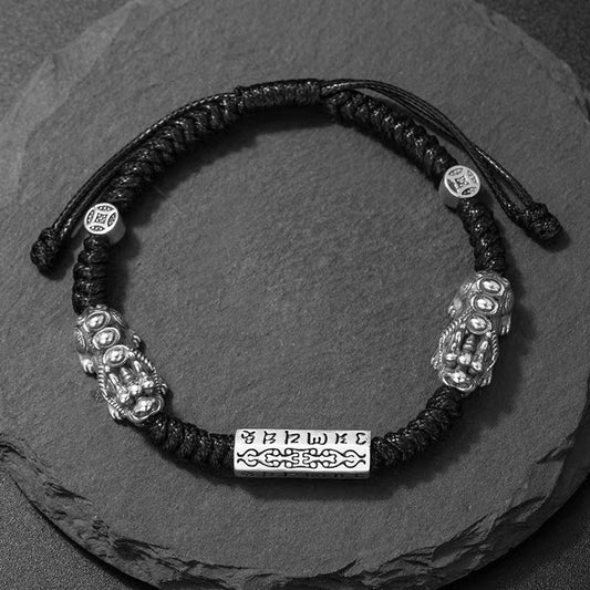 Double Pixiu Handmade Rope Bracelet - Attract Luck