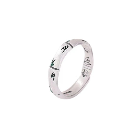 Enamel Bamboo Silver Ring - Harmony and Balance