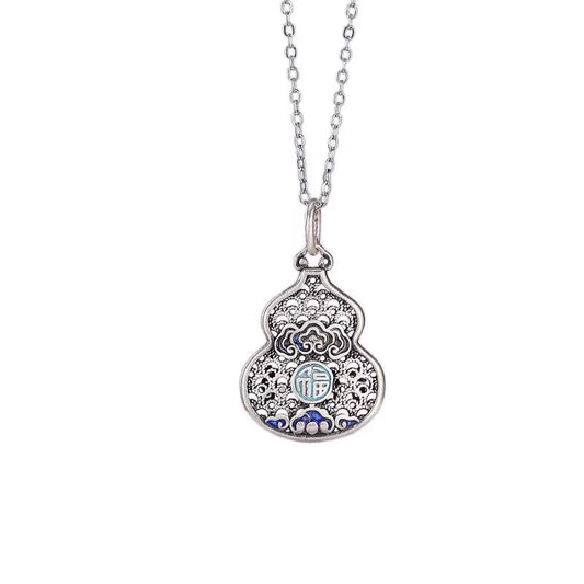 Fu And Hollow Wulu Pendant 999 Silver Necklace - Auspiciousness And Blessing