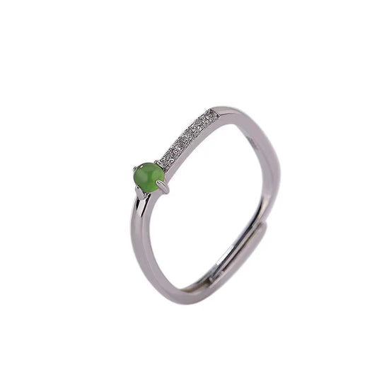 Green Jade Silver Ring - Inner Peace