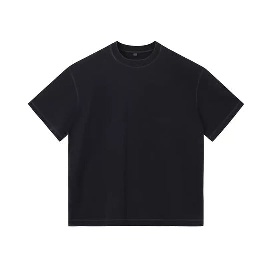 Einfarbiges schwarzes Kurzarm-T-Shirt