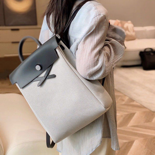 Black Leather + Canvas Backpack