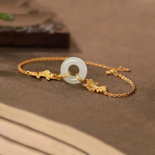 Double Koi Fish Jade Bracelet