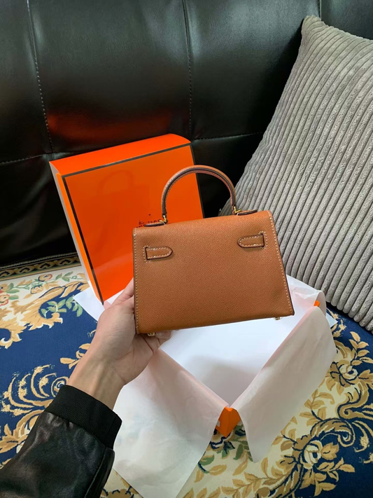 Mini bolso de mano de piel Epsom marrón